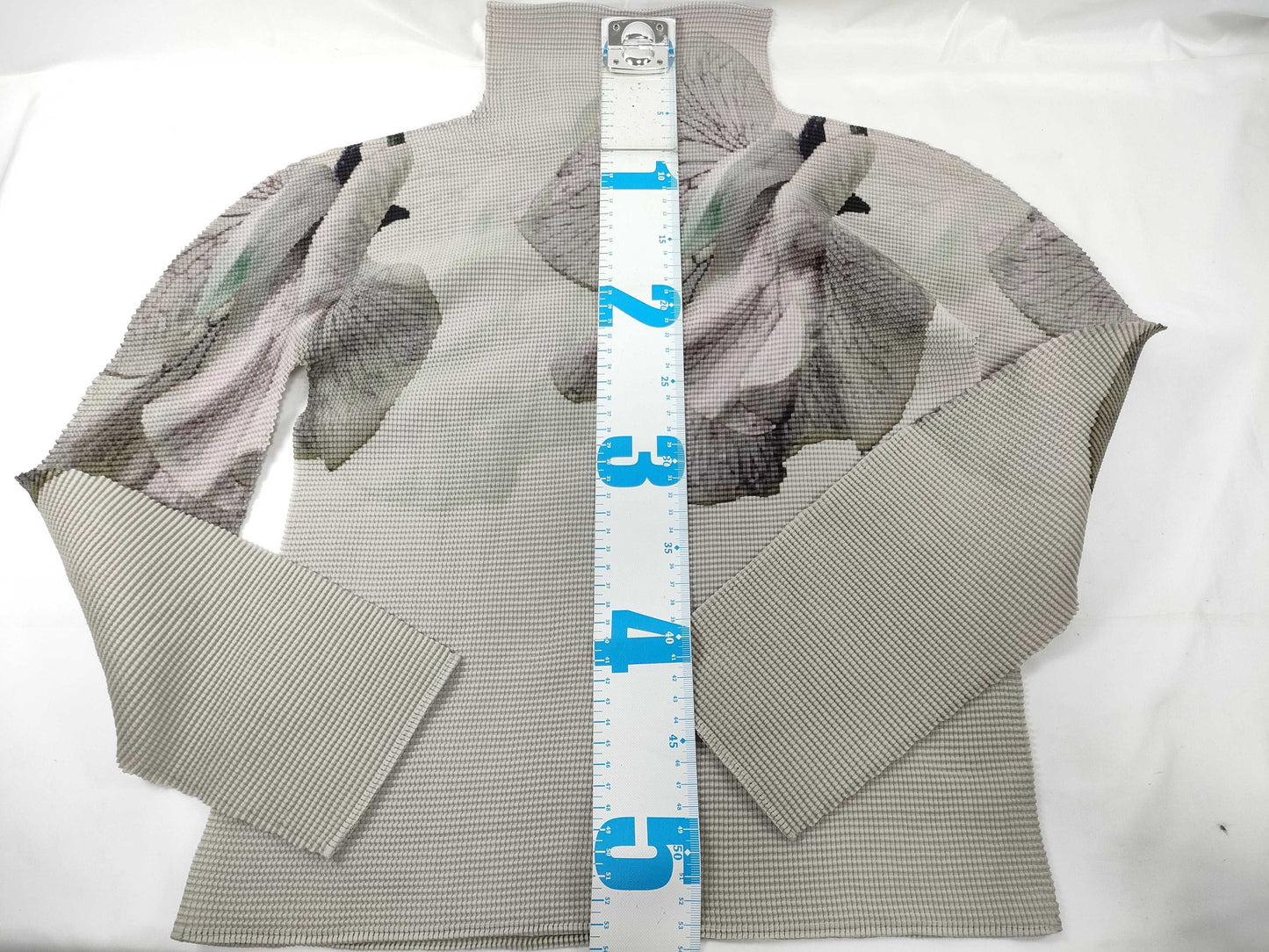 ISSEY MIYAKE Top, High Neck, Long Sleeve, Floral Print