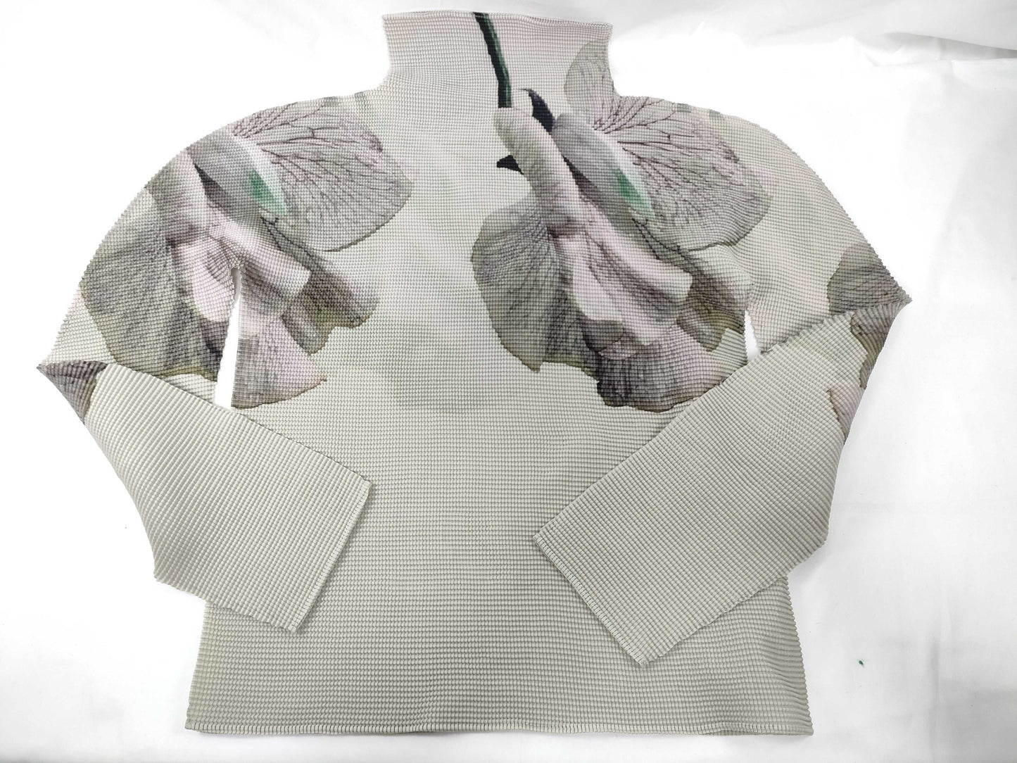 ISSEY MIYAKE Top, High Neck, Long Sleeve, Floral Print