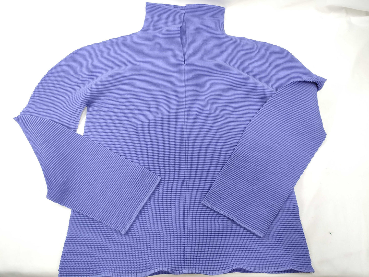 ISSEY MIYAKE Top, High Neck, Long Sleeve, Blue Top
