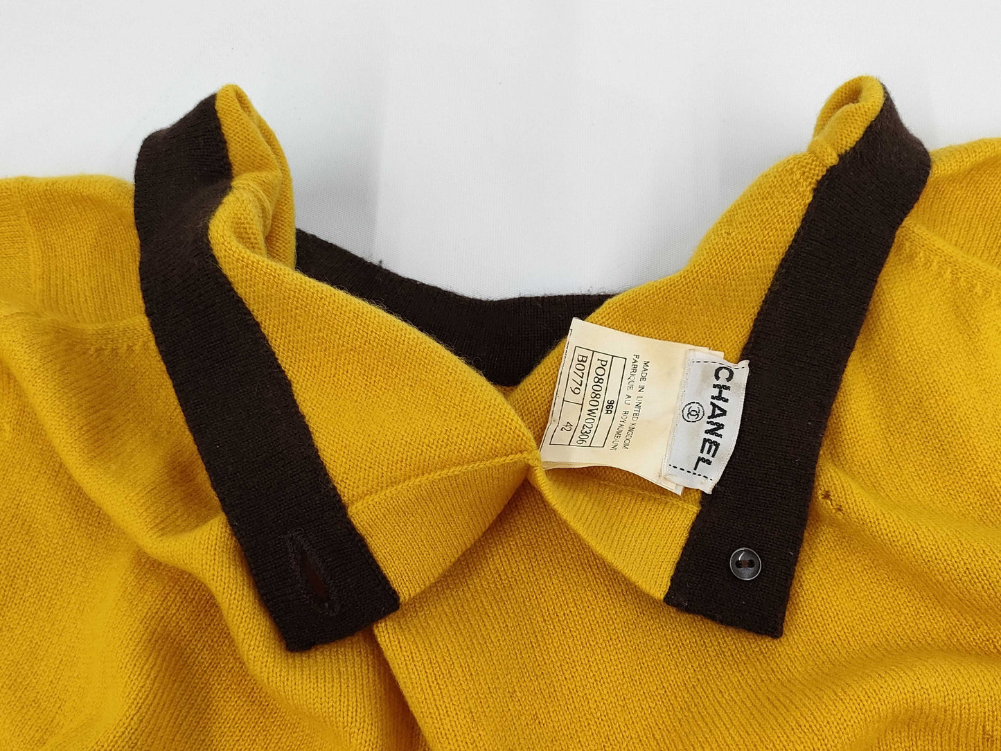 CHANEL Summer Knit Two-tone Coco Button Top Size 42