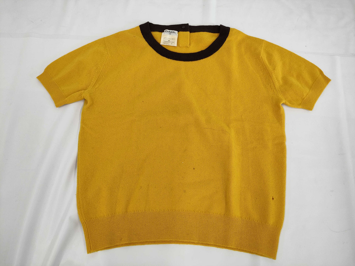 CHANEL Summer Knit Two-tone Coco Button Top Size 42