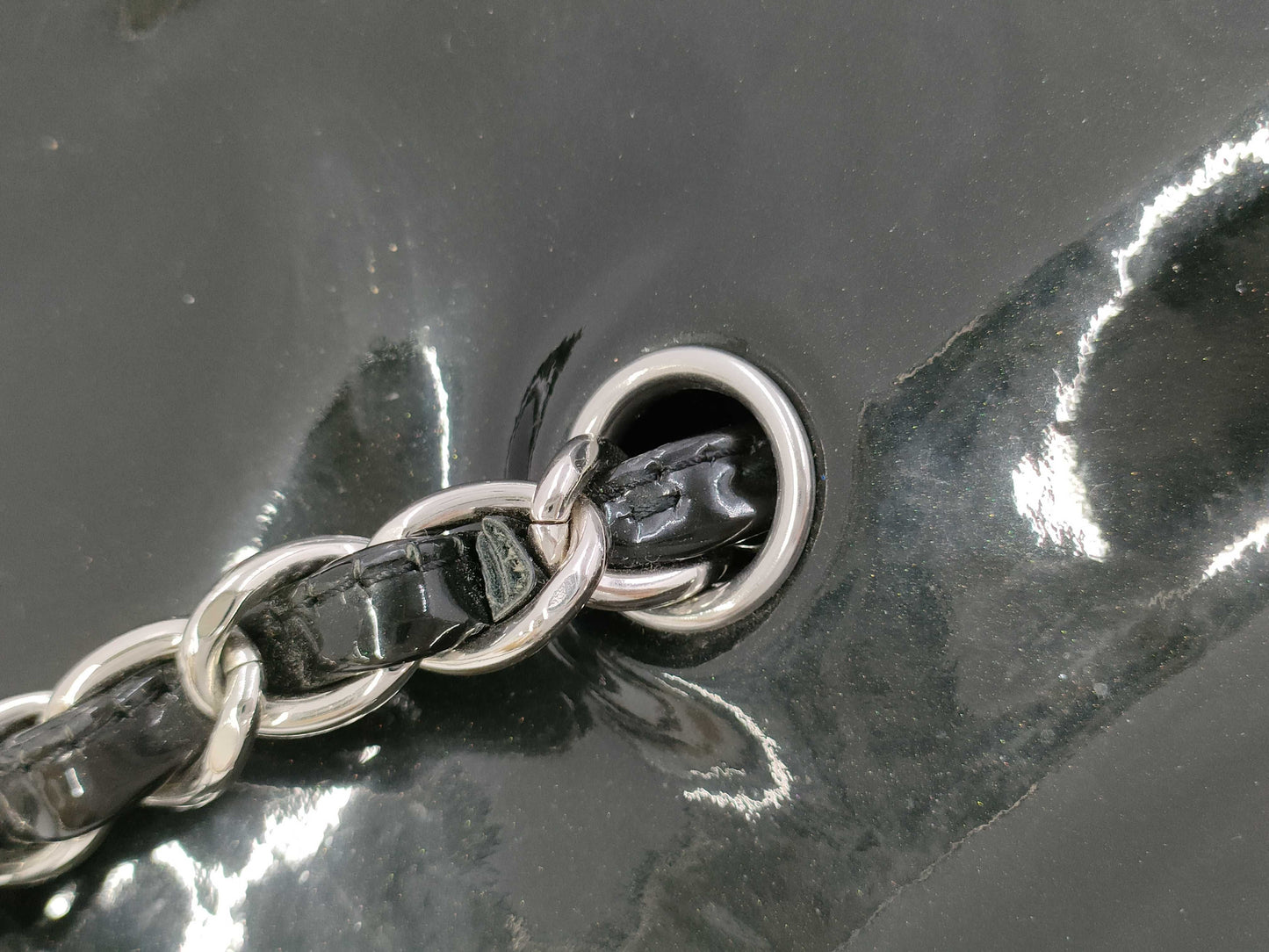 CHANEL Patent Leather Bonbon Chain Shoulder Bag