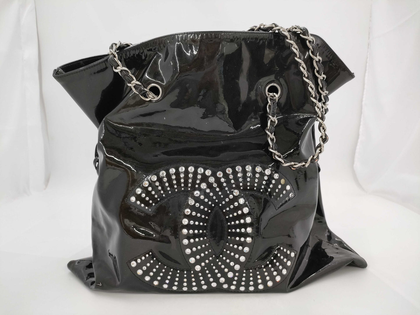 CHANEL Patent Leather Bonbon Chain Shoulder Bag