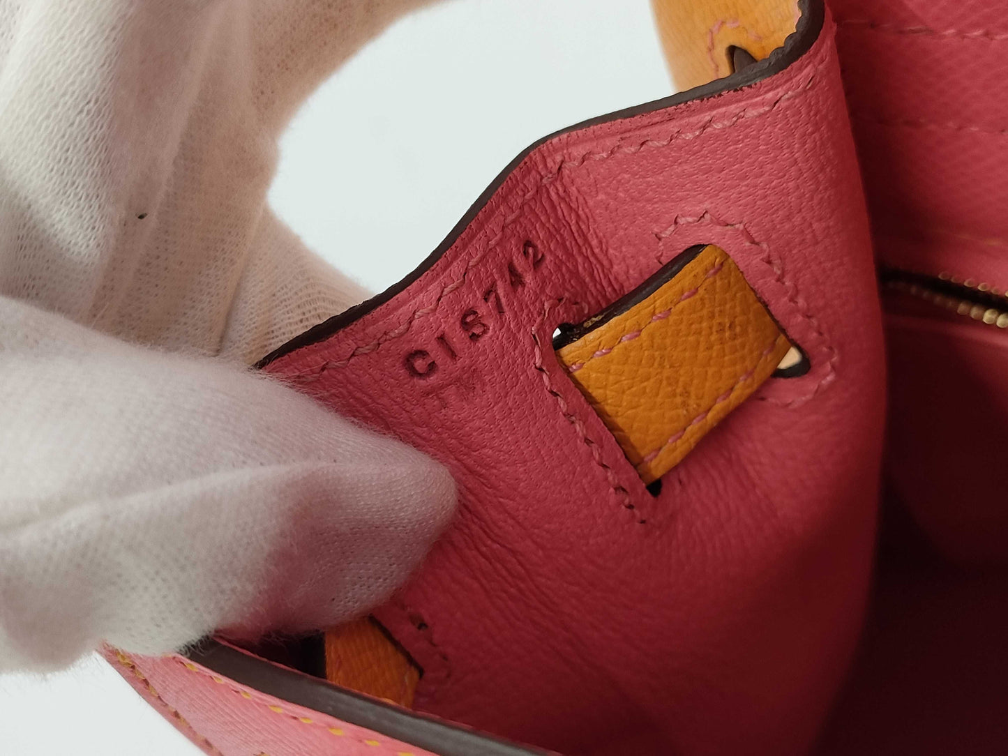 HERMES Kelly 28 Serie Personal Order Epsom Leather Rose Azalee Jaune D'or with Matte Gold Hardware and C Stamp