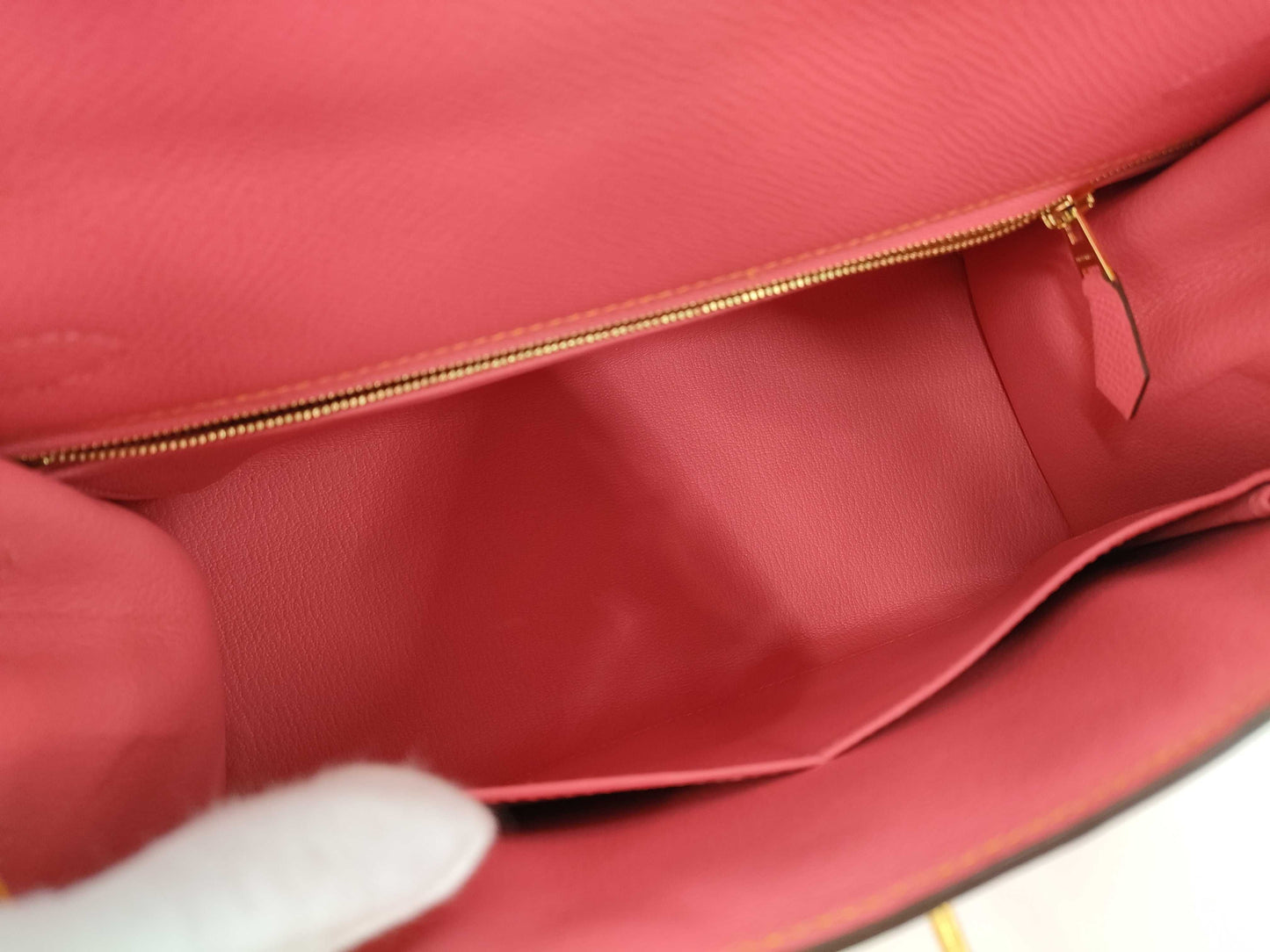 HERMES Kelly 28 Serie Personal Order Epsom Leather Rose Azalee Jaune D'or with Matte Gold Hardware and C Stamp