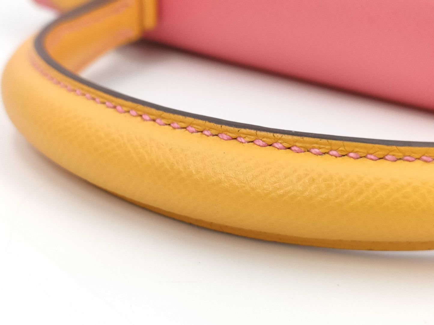 HERMES Kelly 28 Serie Personal Order Epsom Leather Rose Azalee Jaune D'or with Matte Gold Hardware and C Stamp