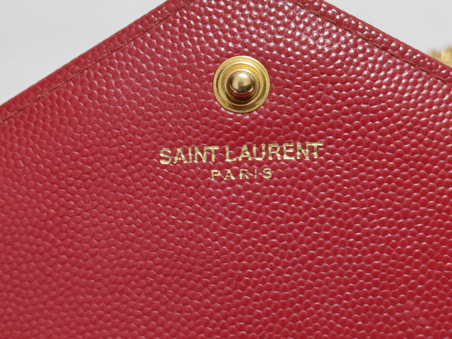 SAINT LAURENT Yves Saint Laurent Classic Cassandre Chain Wallet in Red Quilted Grain de Poudre Leather with Gold GUE377828-0217 Shoulder Bag