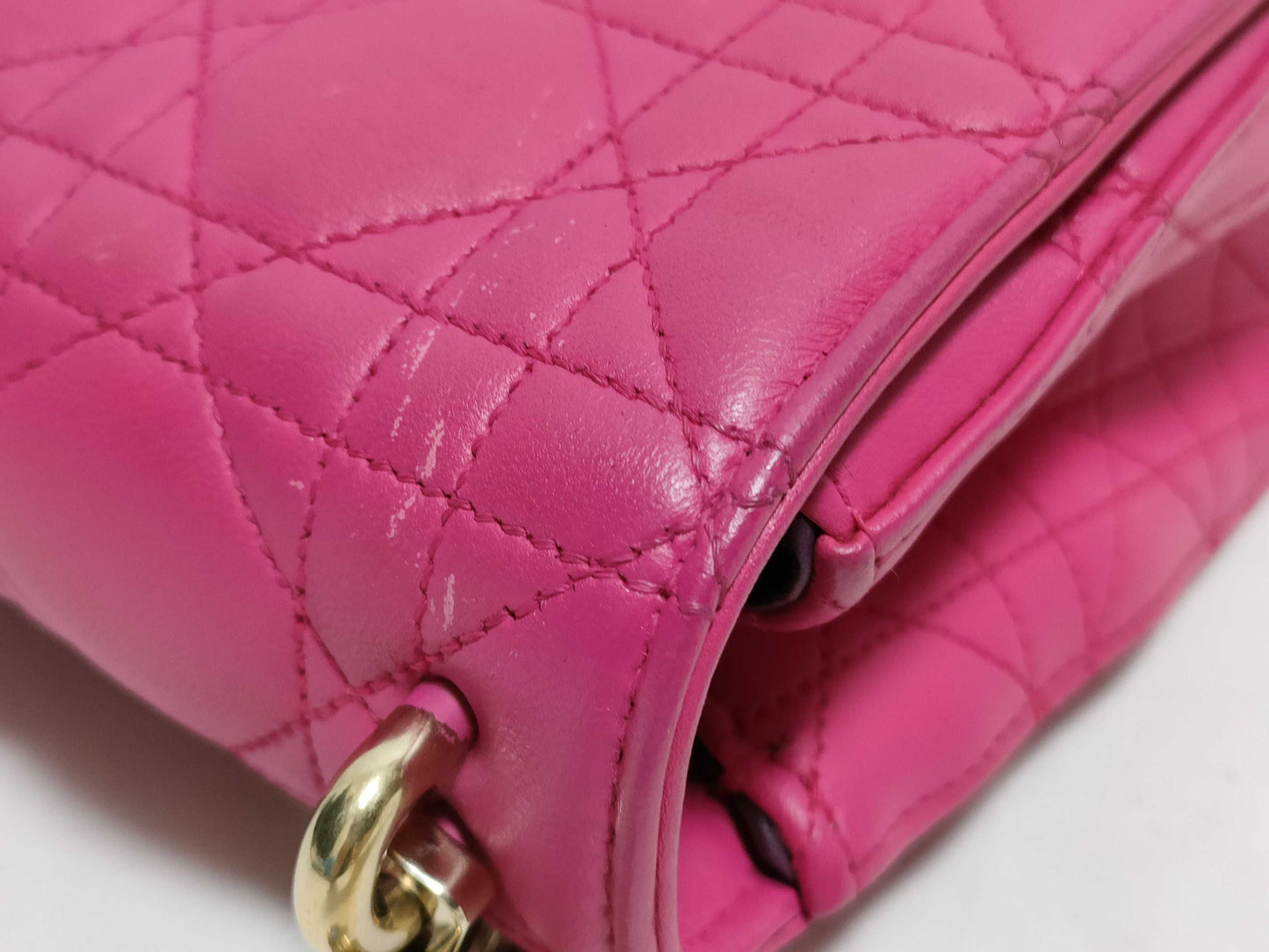 Dior Dior Medium Miss Dior Fuchsia Cannage Lambskin Leather Gold Shoulder Bag 18-MA-0142