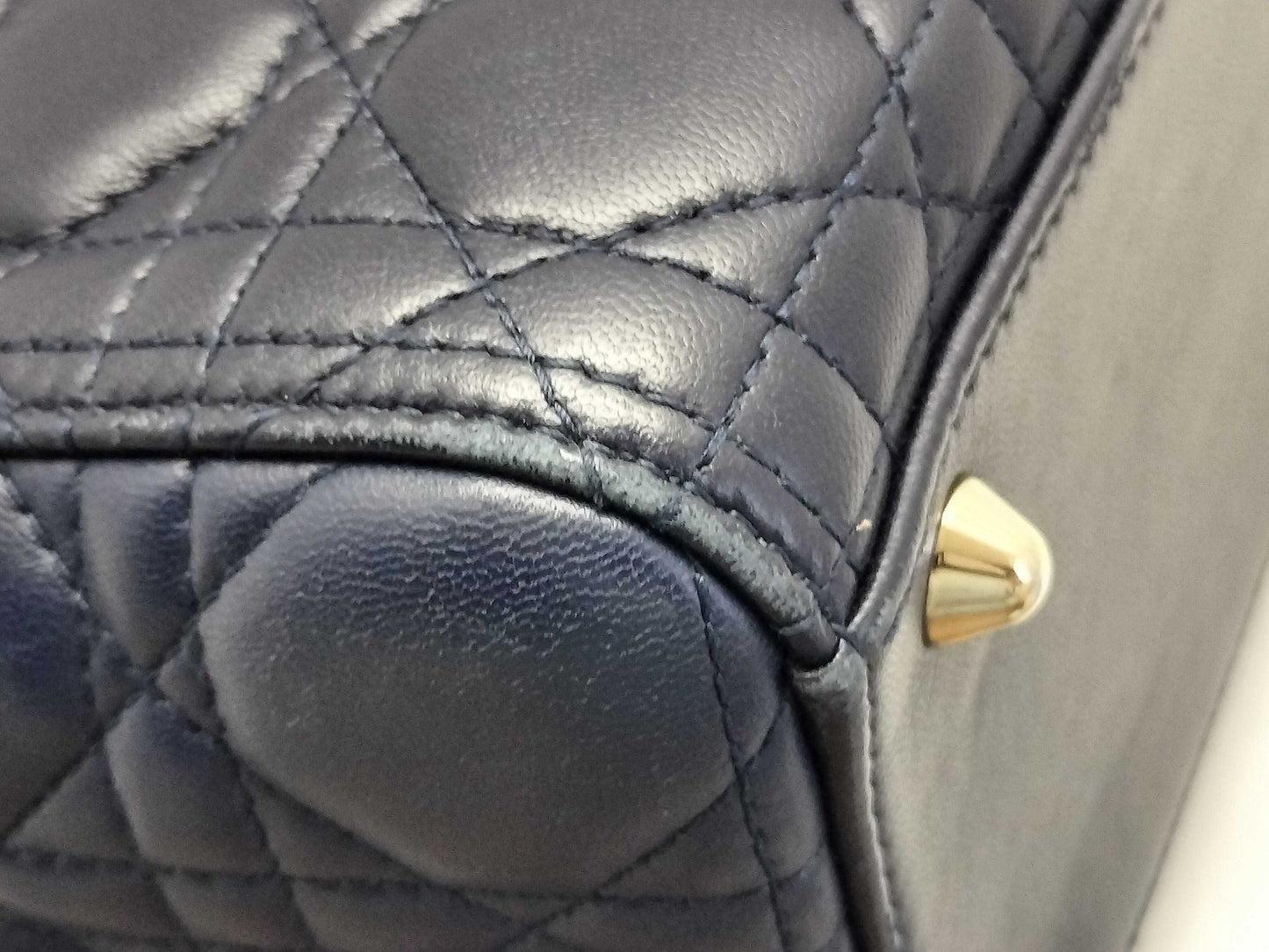 Dior Lady Dior Large Two-Tone Flap Handbag in Navy/Indigo Cannage Lambskin Leather with Gold Hardware 09-BO-1108