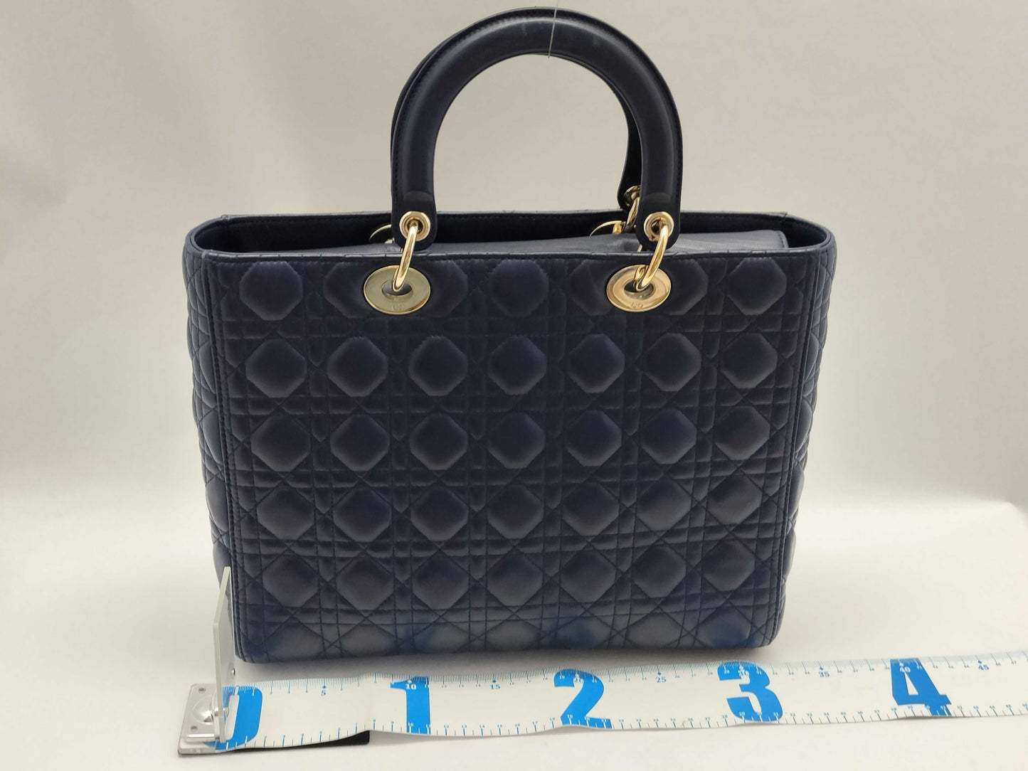 Dior Lady Dior Large Two-Tone Flap Handbag in Navy/Indigo Cannage Lambskin Leather with Gold Hardware 09-BO-1108
