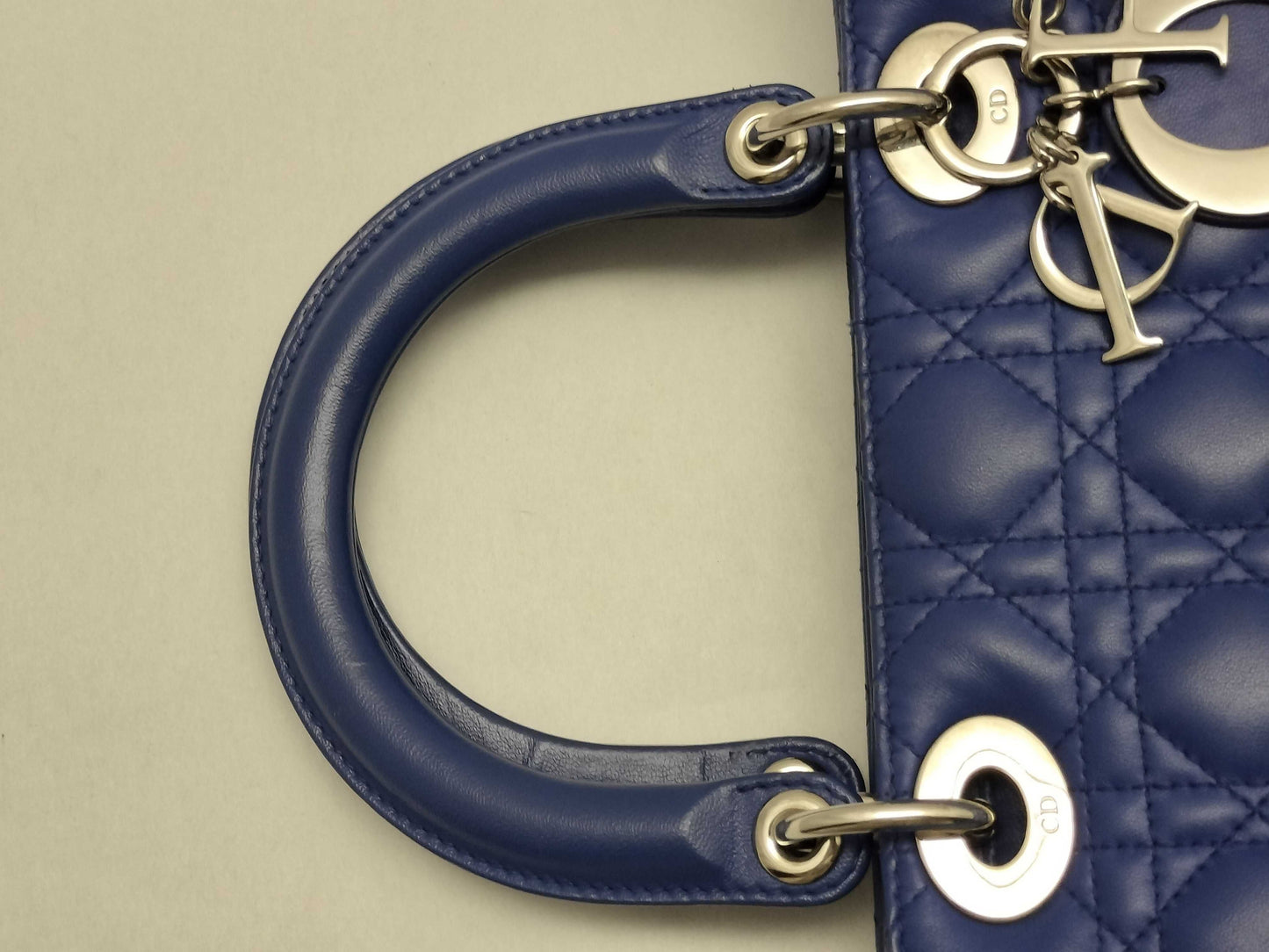 Dior Lady Dior Large Zip Handbag in Blue Cannage Lambskin Leather and Silver, 18-MA-0123