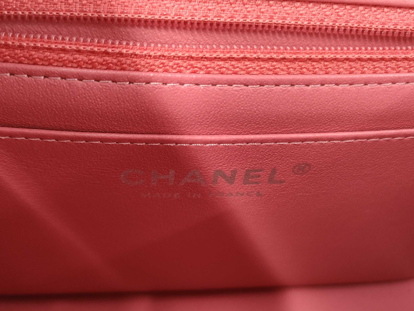 CHANEL Mini Square Classic Single Flap Shoulder Bag in Pink Quilted Lambskin Leather with Silver Hardware, 29027049