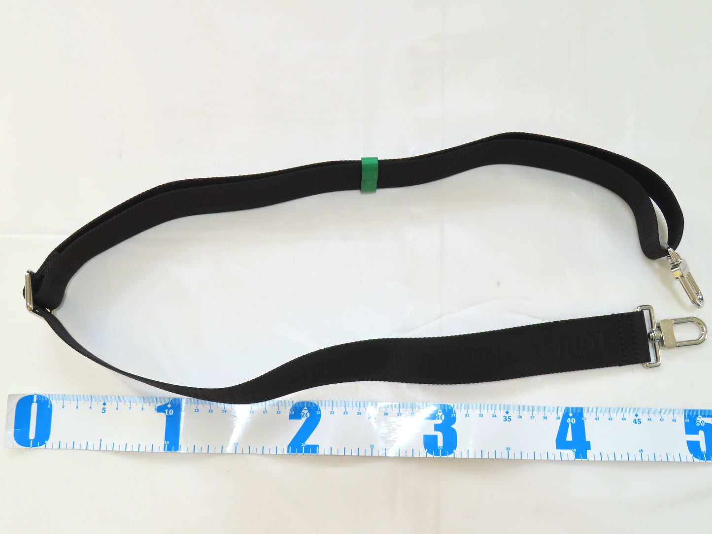 LOUIS VUITTON Louis Vuitton Signature Adjustable Strap, Black/Green, Silver Hardware, 95*4.5*0.5cm Strap