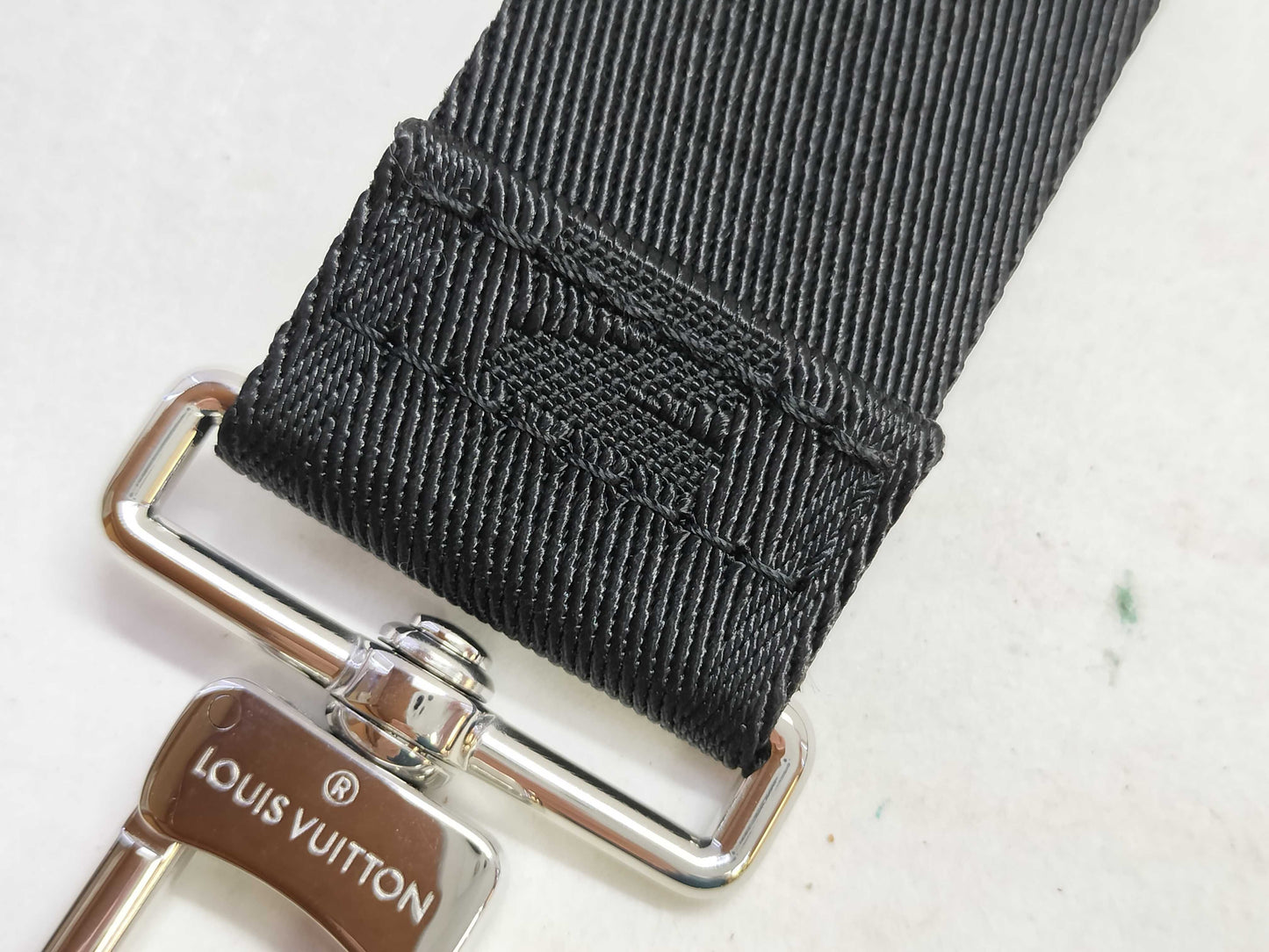 LOUIS VUITTON Louis Vuitton Signature Adjustable Strap, Black/Green, Silver Hardware, 95*4.5*0.5cm Strap