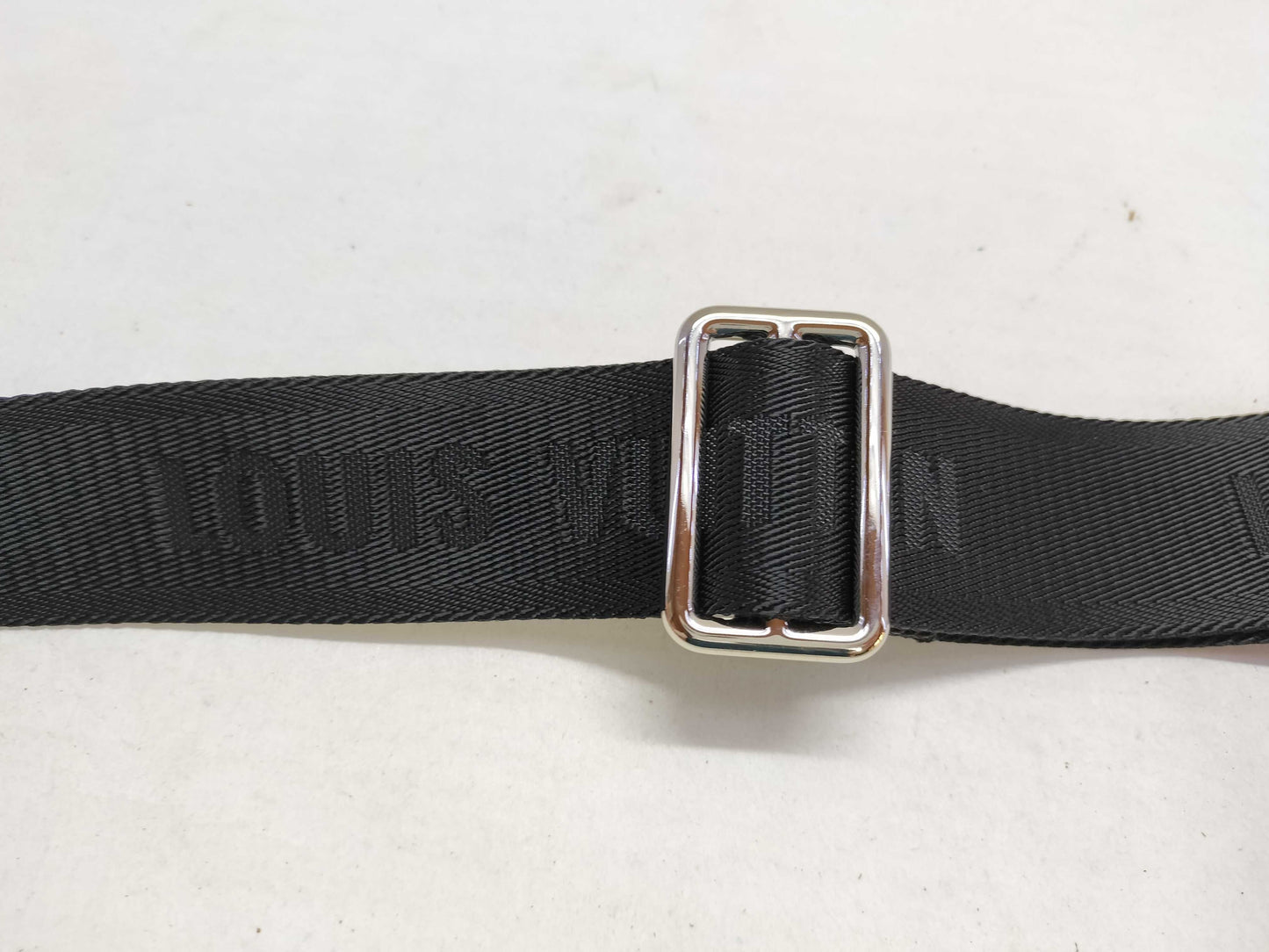 LOUIS VUITTON Louis Vuitton Signature Adjustable Strap, Black/Green, Silver Hardware, 95*4.5*0.5cm Strap