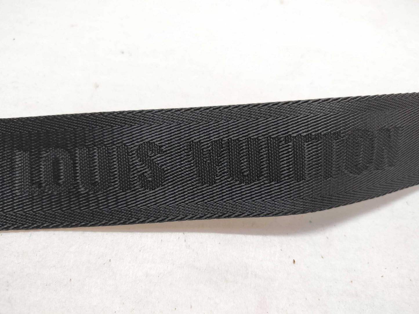LOUIS VUITTON Louis Vuitton Signature Adjustable Strap, Black/Green, Silver Hardware, 95*4.5*0.5cm Strap
