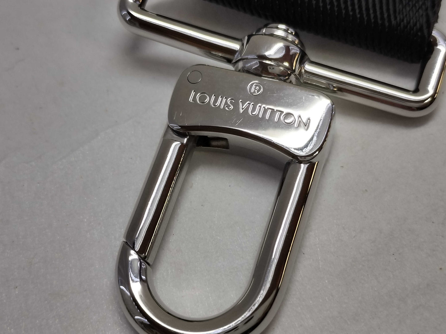 LOUIS VUITTON Louis Vuitton Signature Adjustable Strap, Black/Green, Silver Hardware, 95*4.5*0.5cm Strap