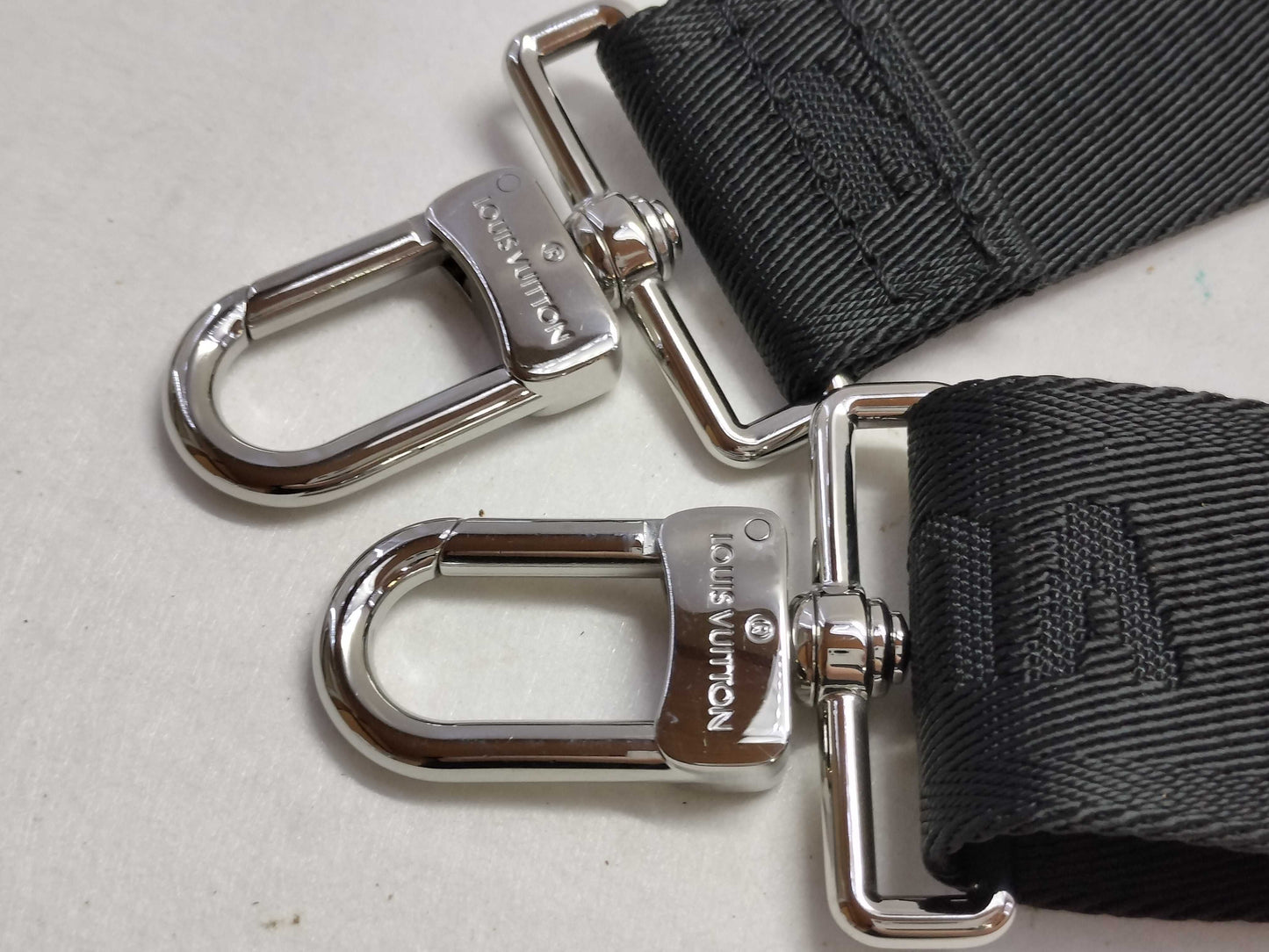 LOUIS VUITTON Louis Vuitton Signature Adjustable Strap, Black/Green, Silver Hardware, 95*4.5*0.5cm Strap