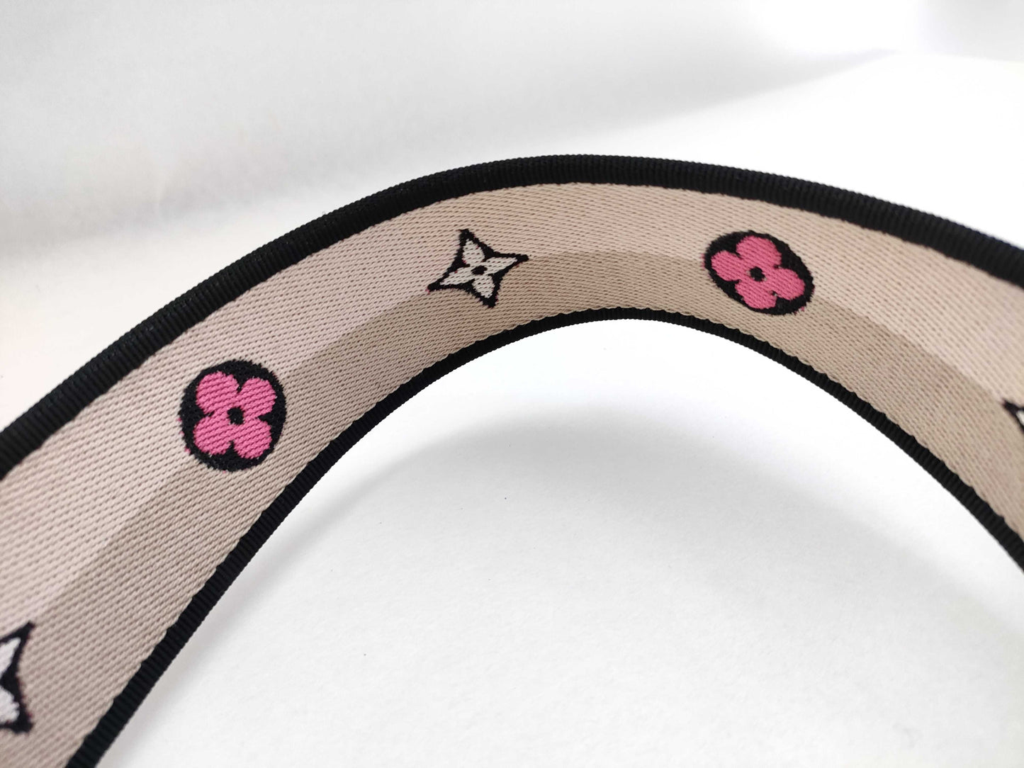 LOUIS VUITTON Signature Strap, Beige/Black/Pink, Signature Canvas, Gold Hardware, 95*4.5*.05cm Strap