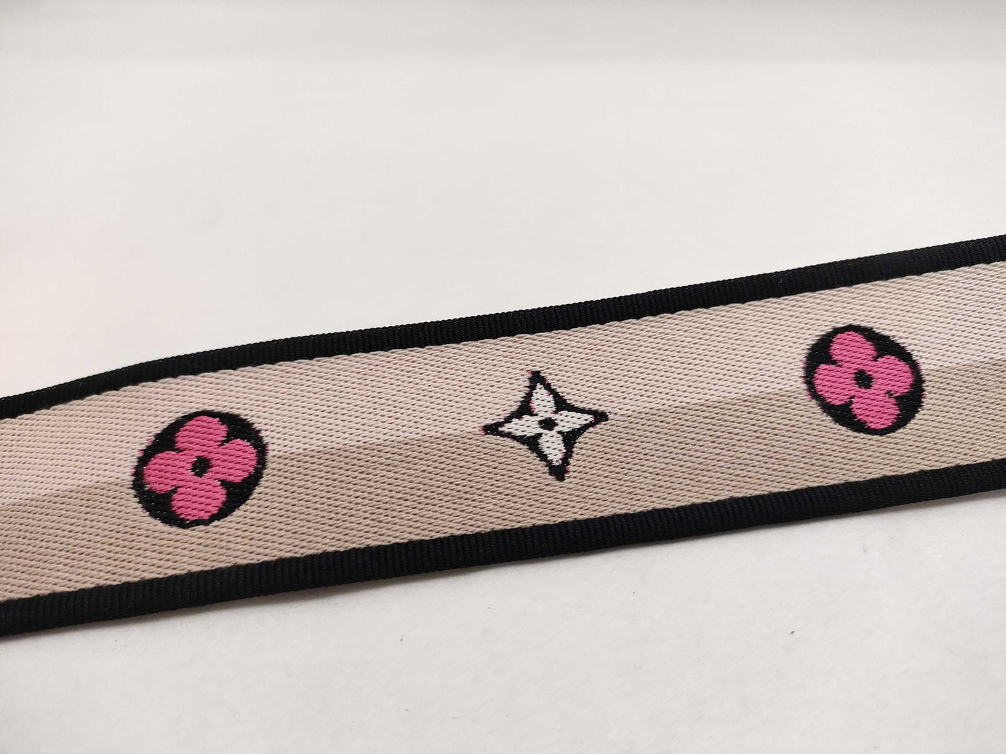 LOUIS VUITTON Signature Strap, Beige/Black/Pink, Signature Canvas, Gold Hardware, 95*4.5*.05cm Strap