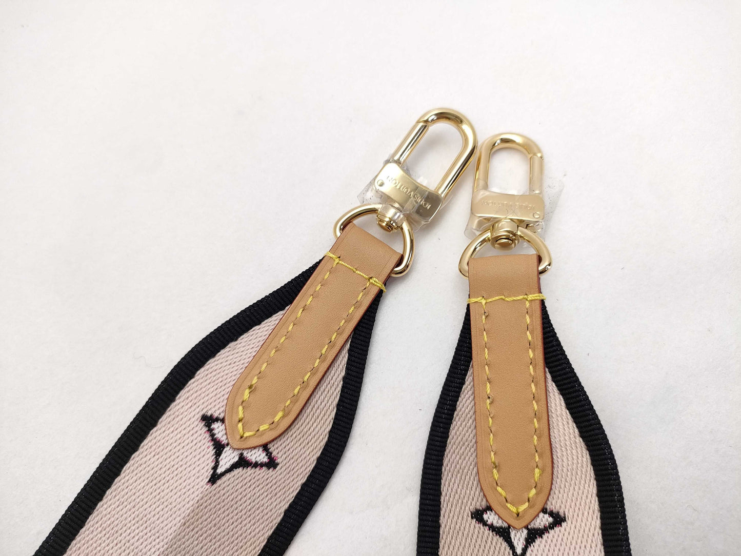 LOUIS VUITTON Signature Strap, Beige/Black/Pink, Signature Canvas, Gold Hardware, 95*4.5*.05cm Strap