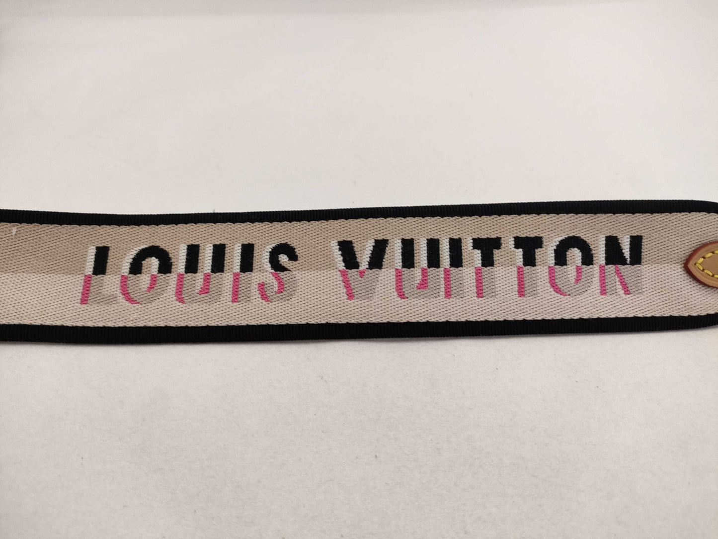 LOUIS VUITTON Signature Strap, Beige/Black/Pink, Signature Canvas, Gold Hardware, 95*4.5*.05cm Strap