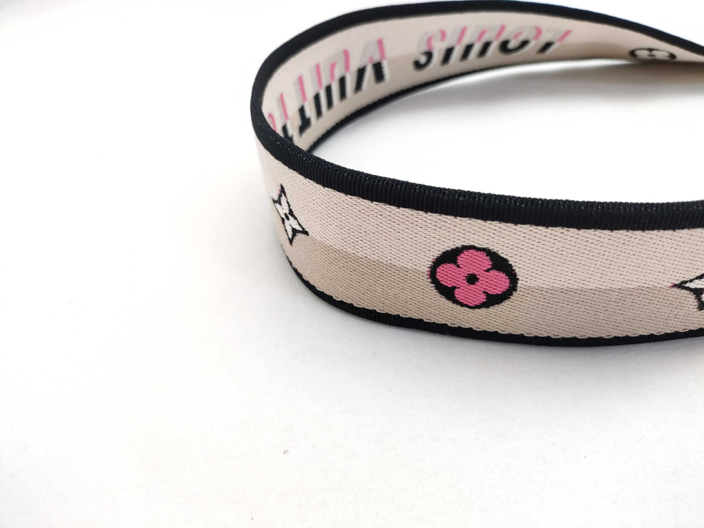LOUIS VUITTON Signature Strap, Beige/Black/Pink, Signature Canvas, Gold Hardware, 95*4.5*.05cm Strap