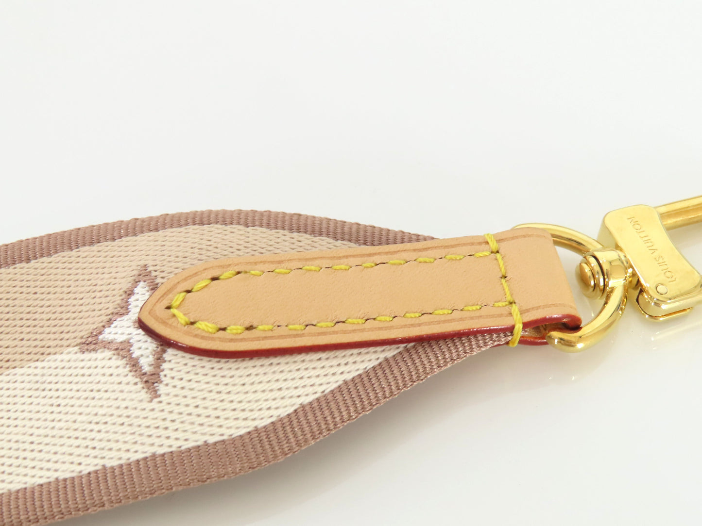 LOUIS VUITTON Signature Strap, Beige/Brown Canvas with Gold Hardware, 95*4.5*.05cm