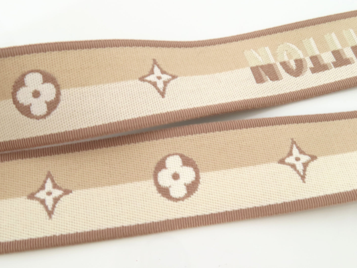 LOUIS VUITTON Signature Strap, Beige/Brown Canvas with Gold Hardware, 95*4.5*.05cm