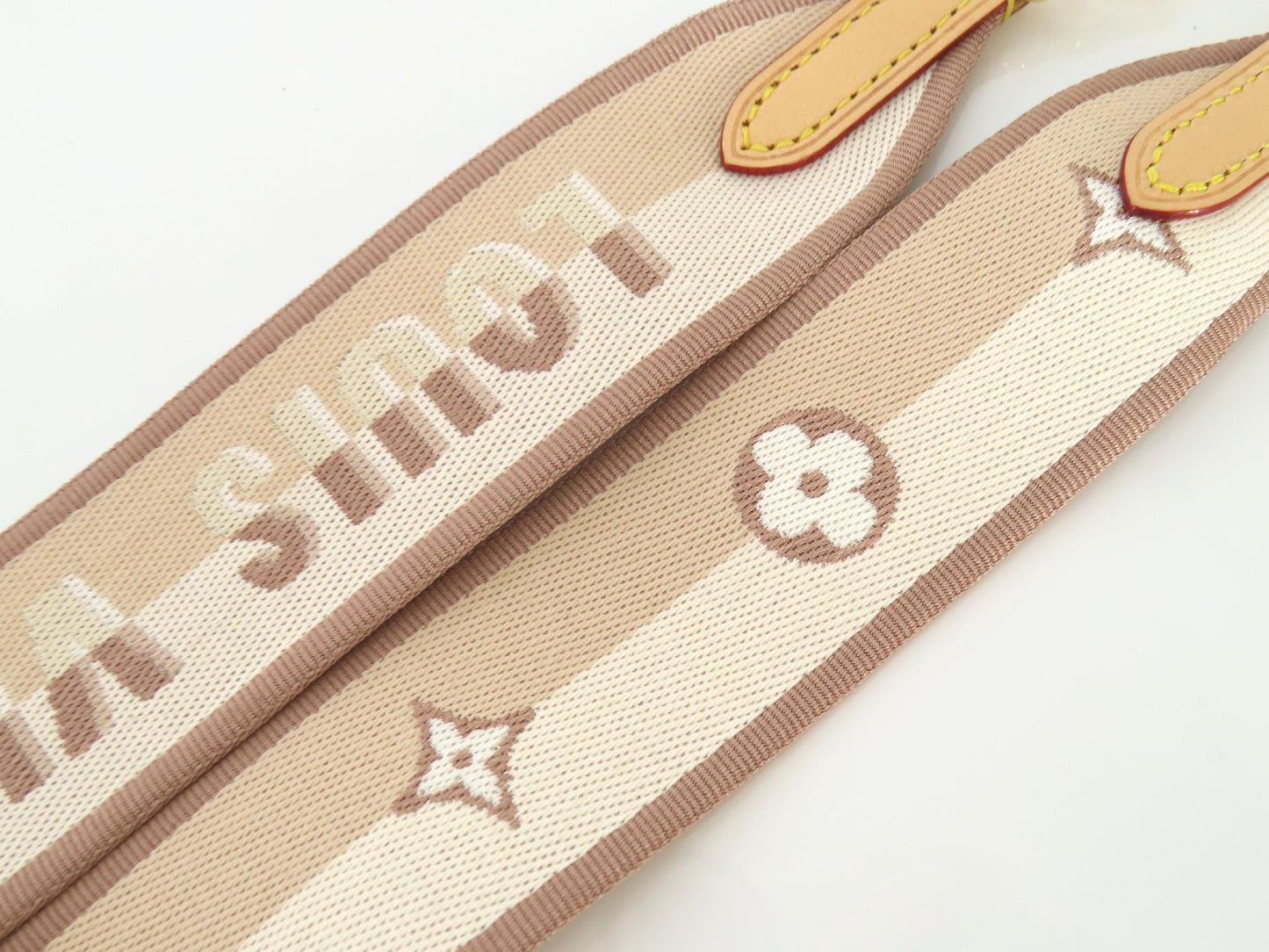 LOUIS VUITTON Signature Strap, Beige/Brown Canvas with Gold Hardware, 95*4.5*.05cm