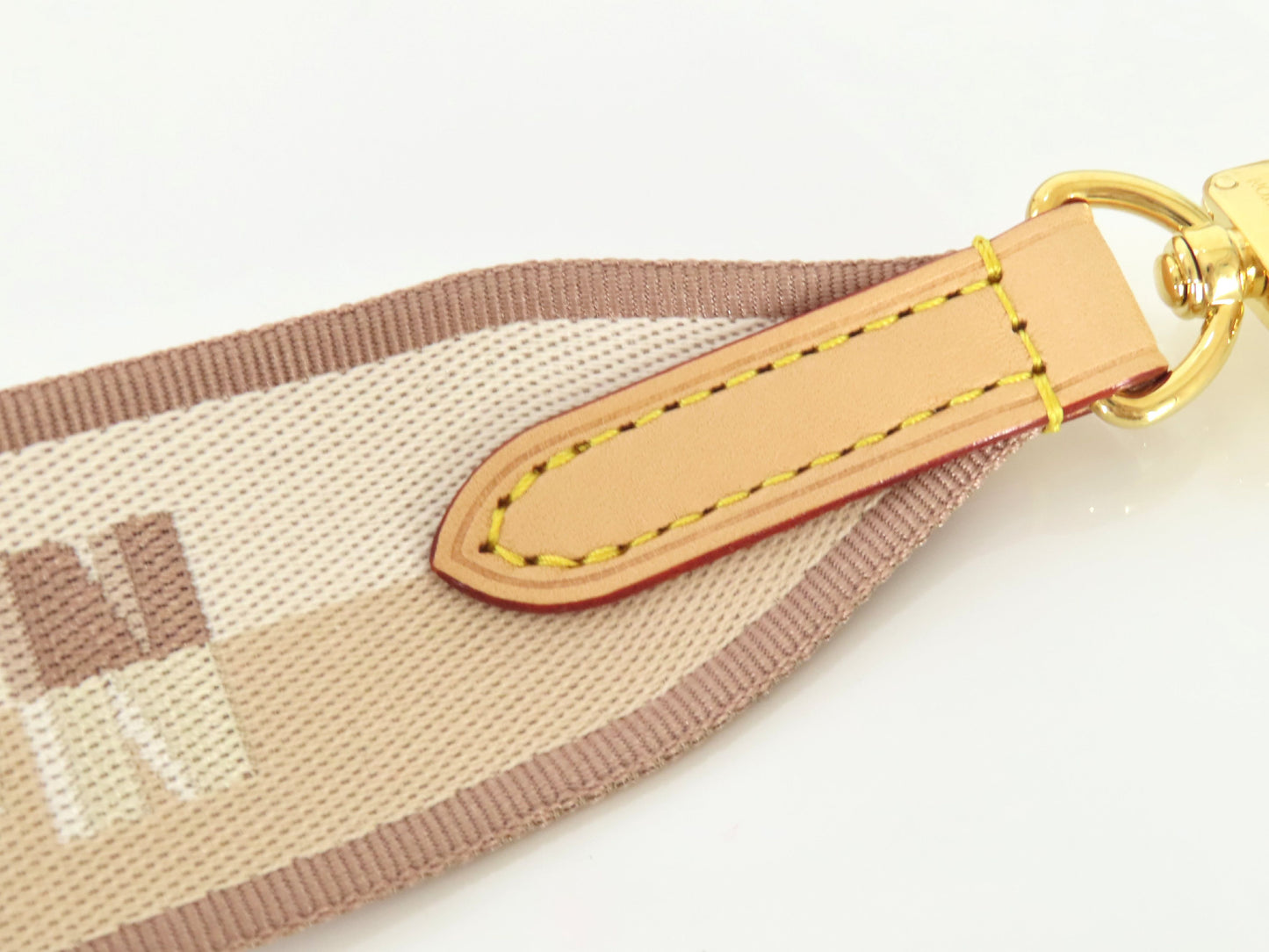 LOUIS VUITTON Signature Strap, Beige/Brown Canvas with Gold Hardware, 95*4.5*.05cm