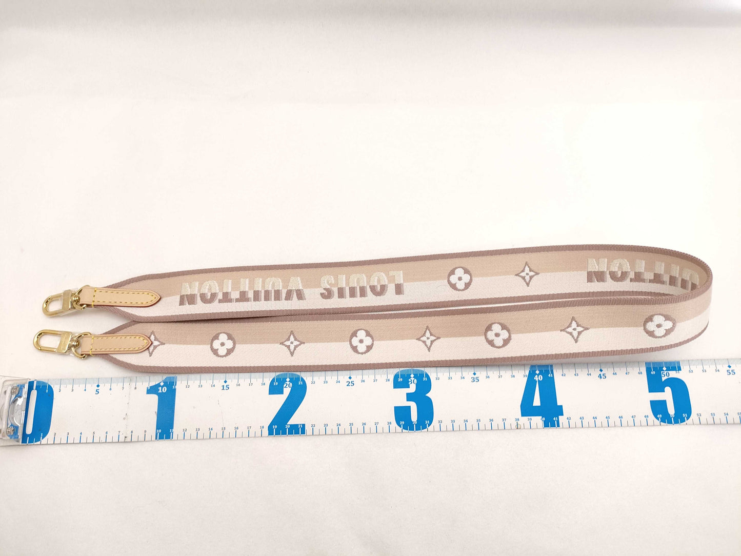 LOUIS VUITTON Signature Strap, Beige/Brown Canvas with Gold Hardware, 95*4.5*.05cm Strap