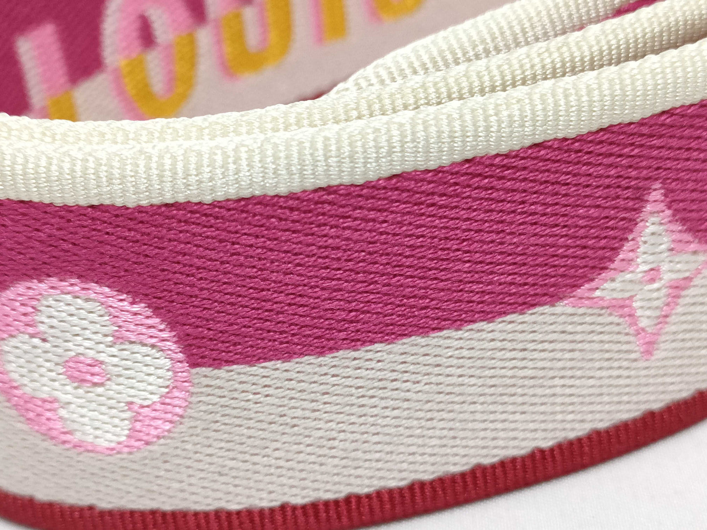LOUIS VUITTON RFID Unverifiable Serial Number Unverifiable Louis Vuitton Signature Strap Pink/Beige Canvas Gold Hardware 95*4.5*.05cm Strap