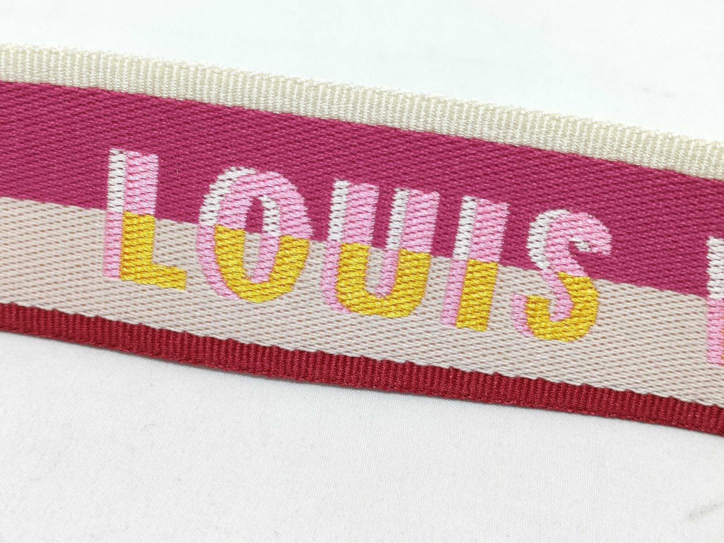 LOUIS VUITTON RFID Unverifiable Serial Number Unverifiable Louis Vuitton Signature Strap Pink/Beige Canvas Gold Hardware 95*4.5*.05cm Strap