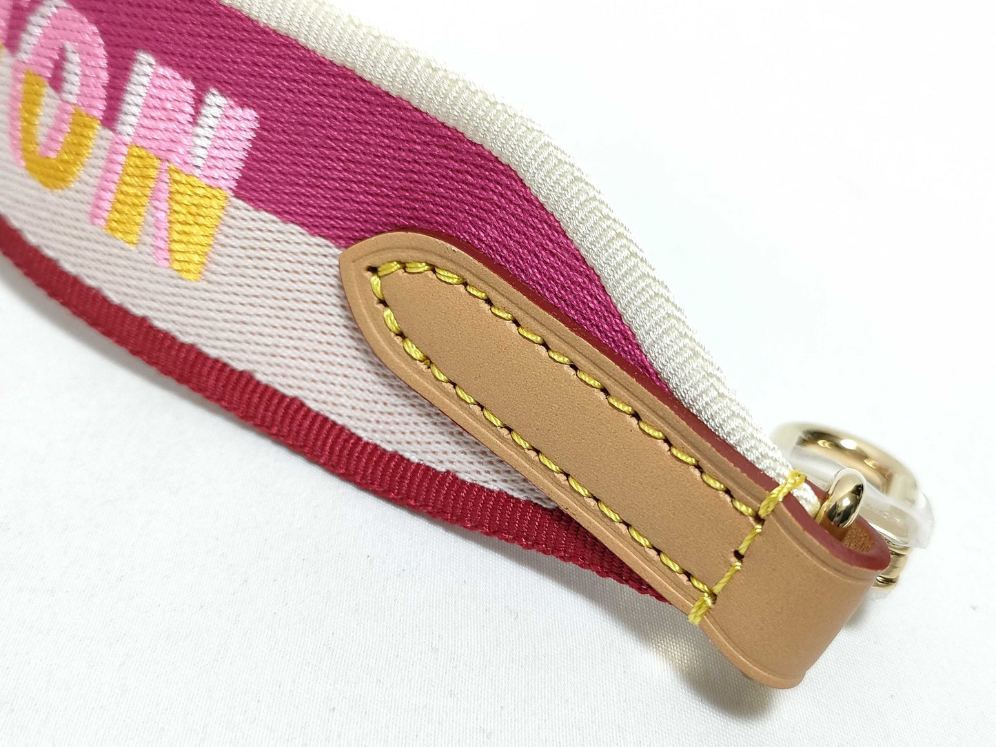 LOUIS VUITTON RFID Unverifiable Serial Number Unverifiable Louis Vuitton Signature Strap Pink/Beige Canvas Gold Hardware 95*4.5*.05cm Strap