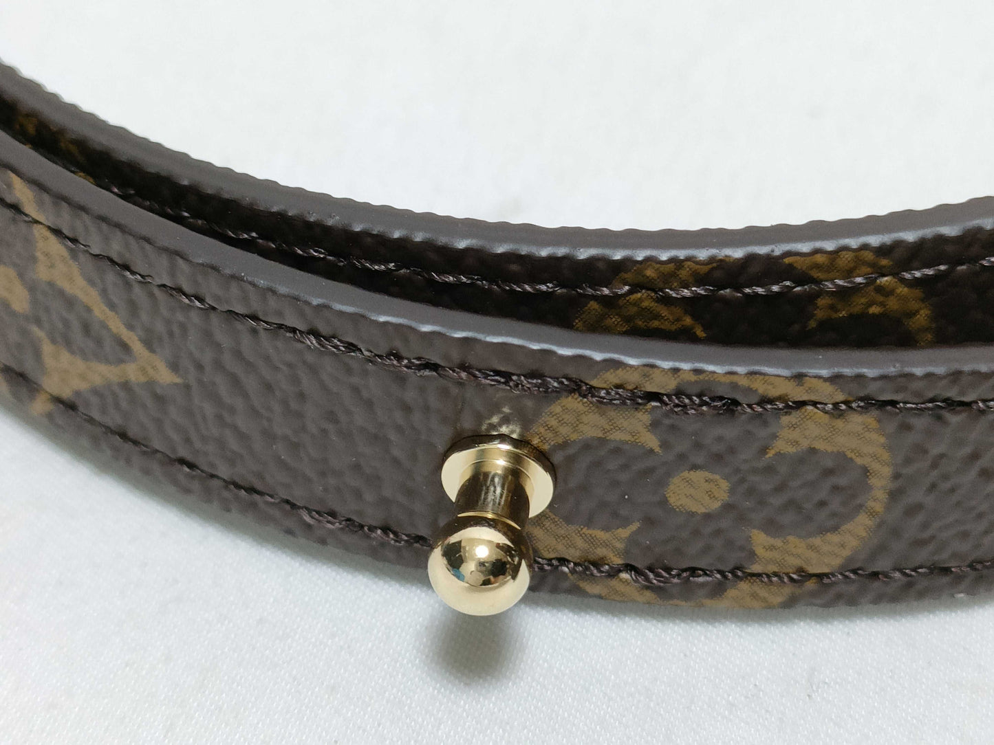 LOUIS VUITTON RFID verification failed. Serial number verification failed. Louis Vuitton Monogram Adjustable Strap, Brown, Gold Hardware, 80*2*.05cm.