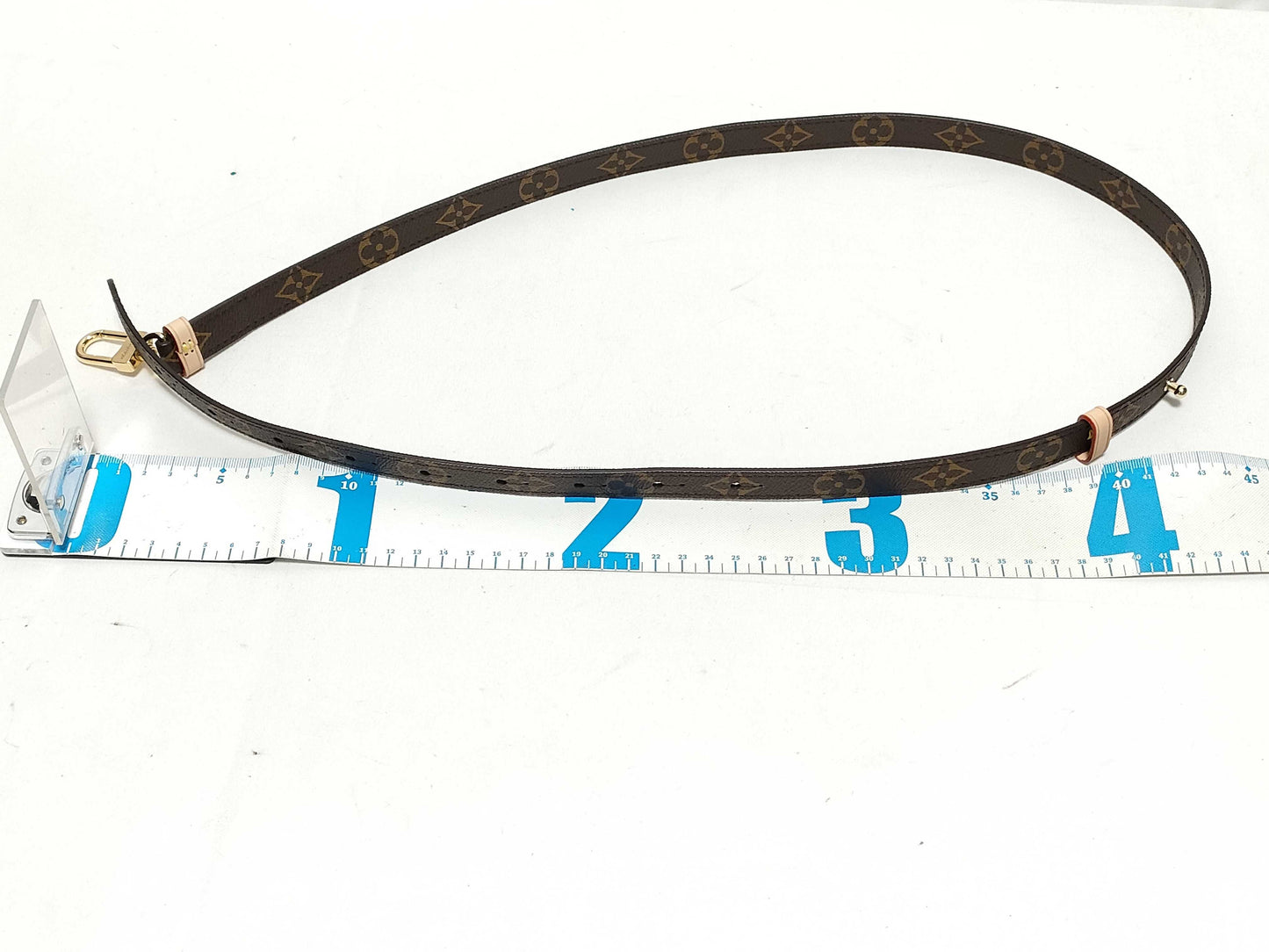 LOUIS VUITTON RFID verification failed. Serial number verification failed. Louis Vuitton Monogram Adjustable Strap, Brown, Gold Hardware, 80*2*.05cm.