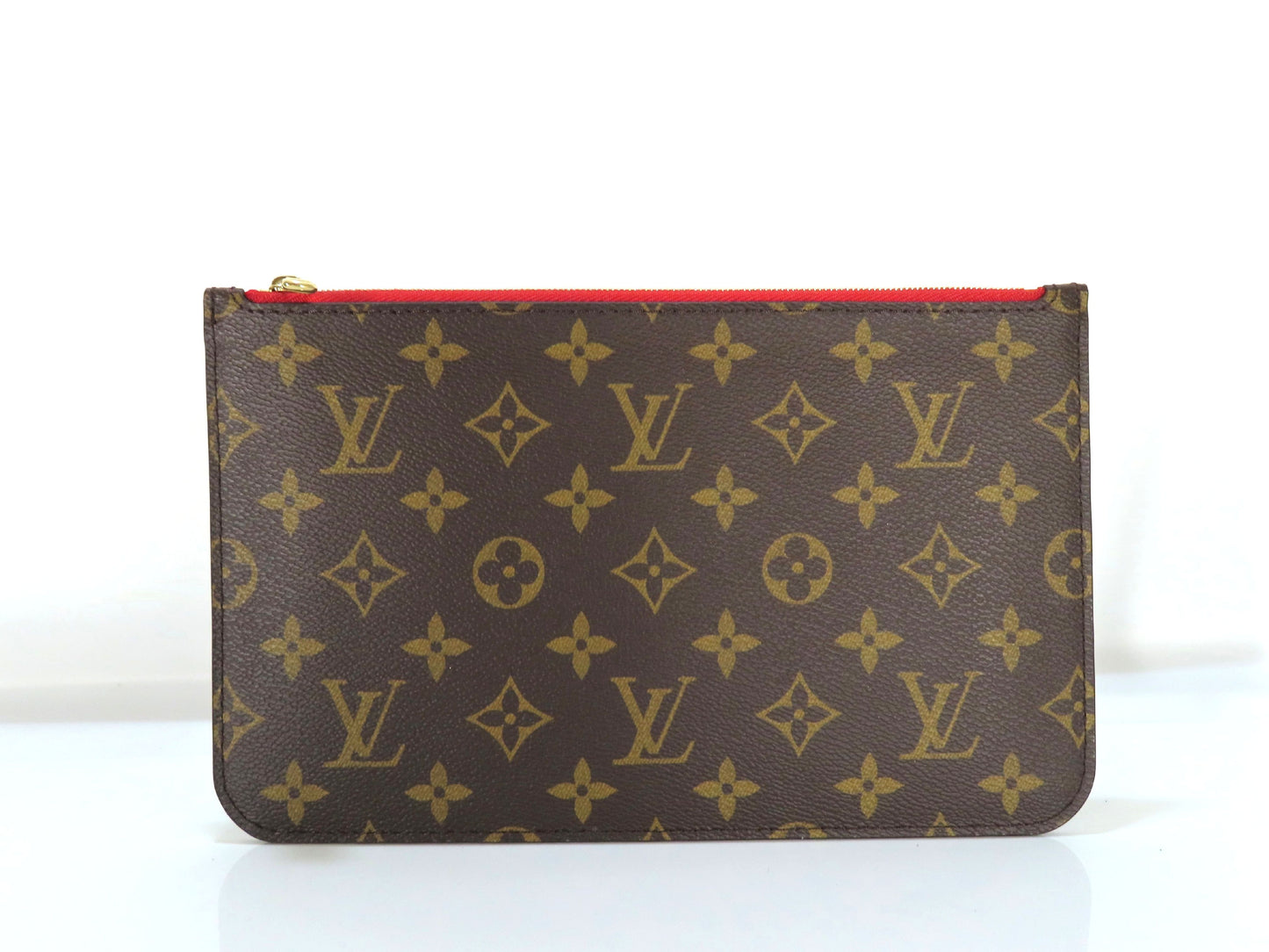 LOUIS VUITTON Unidentified Monogram Louis Vuitton Neverfull Pouch / Brown Monogram Canvas / Gold Hardware Pouch