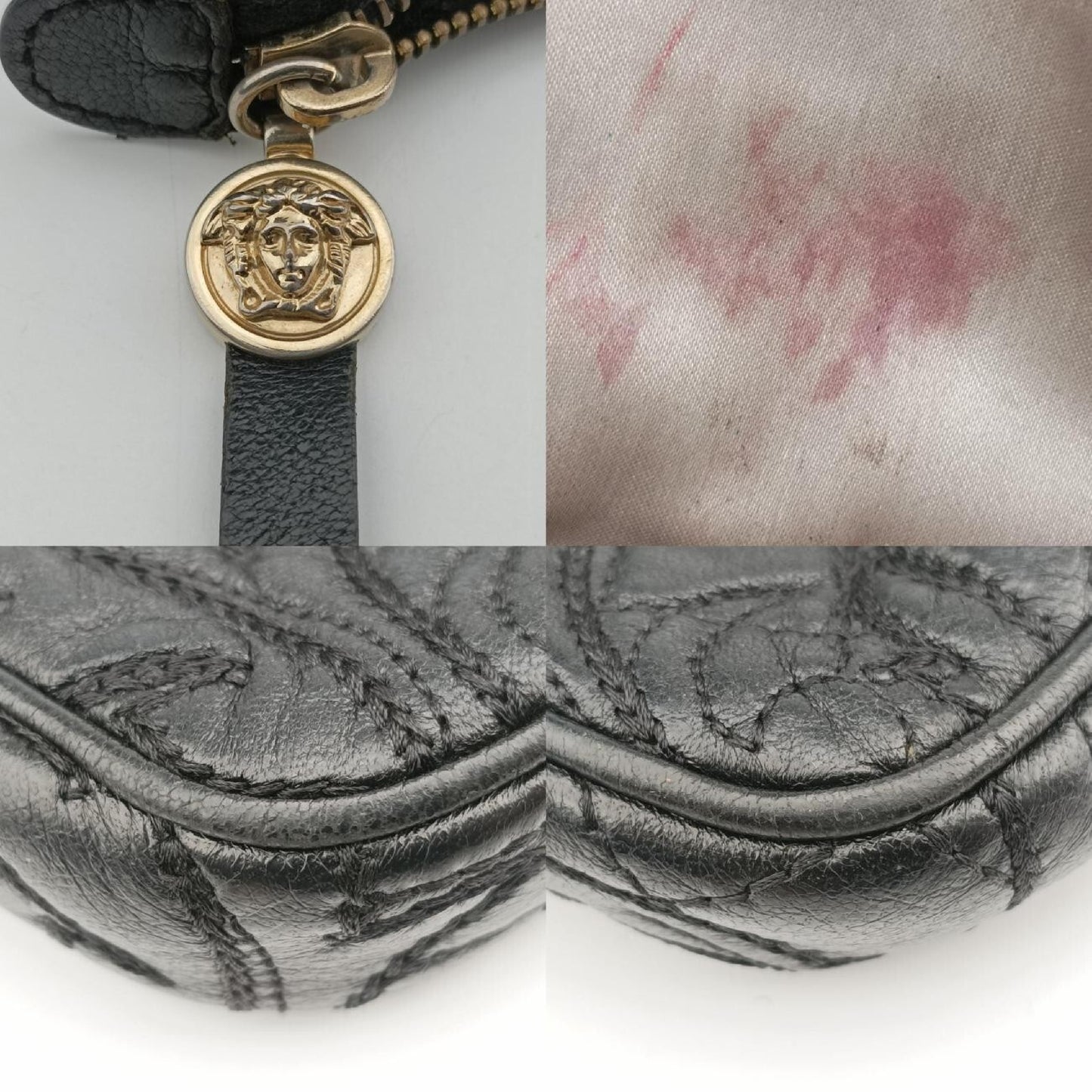 VERSACE Vanitas Quilted Baroque Black Leather Shoulder Bag