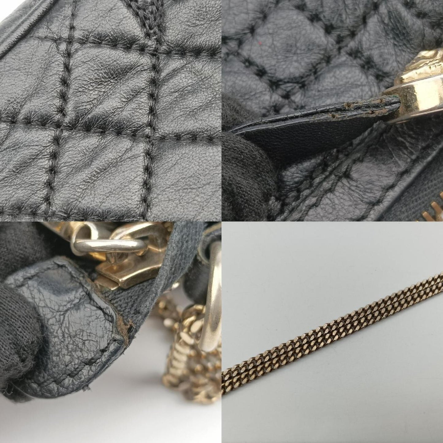 VERSACE Vanitas Quilted Baroque Black Leather Shoulder Bag