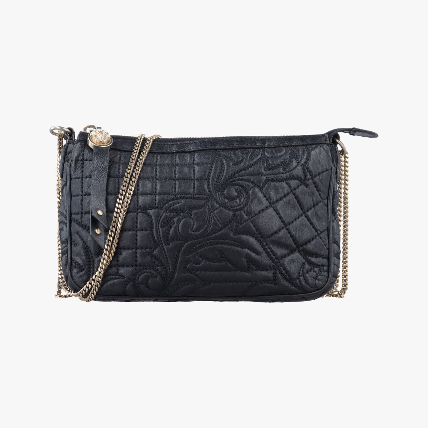 VERSACE Vanitas Quilted Baroque Black Leather Shoulder Bag