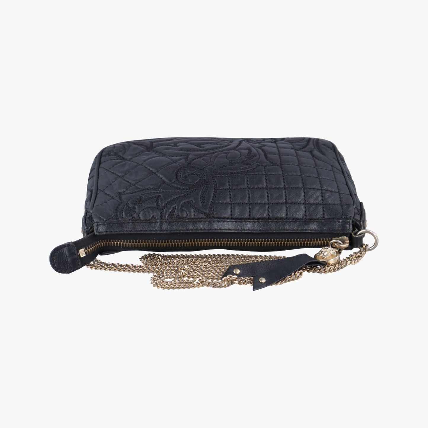 VERSACE Vanitas Quilted Baroque Black Leather Shoulder Bag