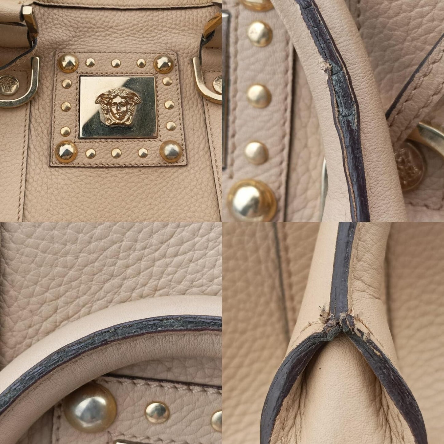 VERSACE La Medusa Beige Leather Handbag