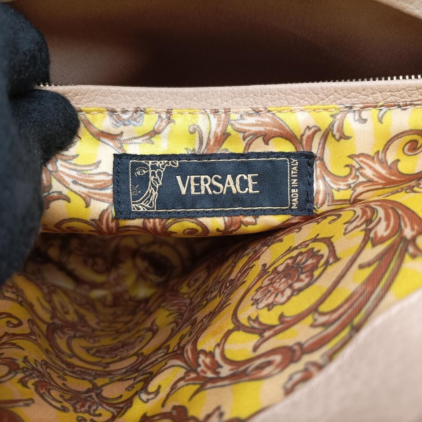 VERSACE La Medusa Beige Leather Handbag