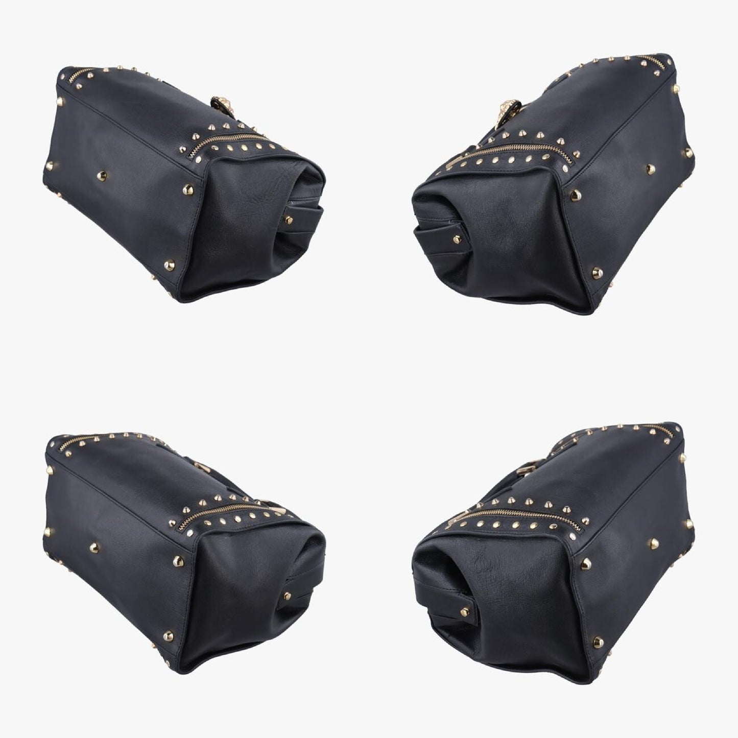 VERSACE Stud Handle Black Saffiano Leather Handbag CLG 772 566 198 745