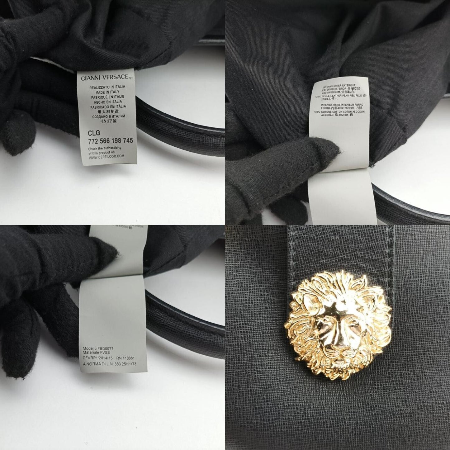 VERSACE Stud Handle Black Saffiano Leather Handbag CLG 772 566 198 745