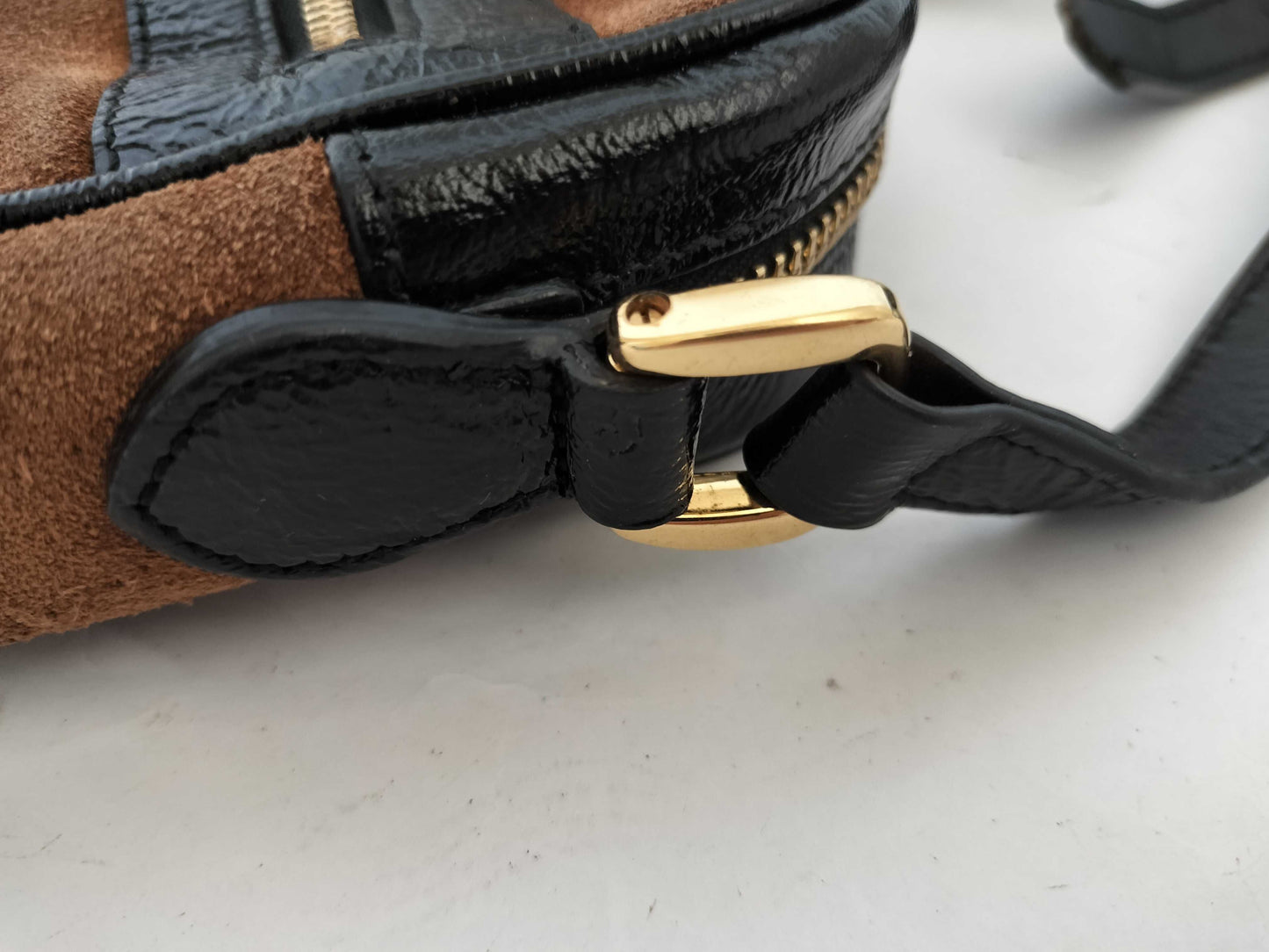 GUCCI Webbing GUCCI GG Supreme Ophidia Suede Brown Shoulder Bag