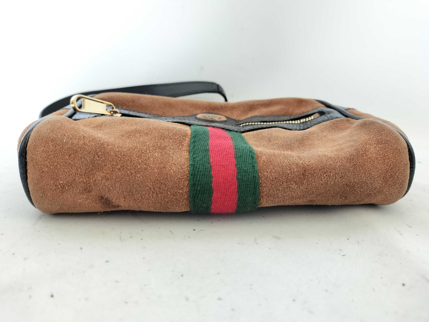 GUCCI Webbing GUCCI GG Supreme Ophidia Suede Brown Shoulder Bag
