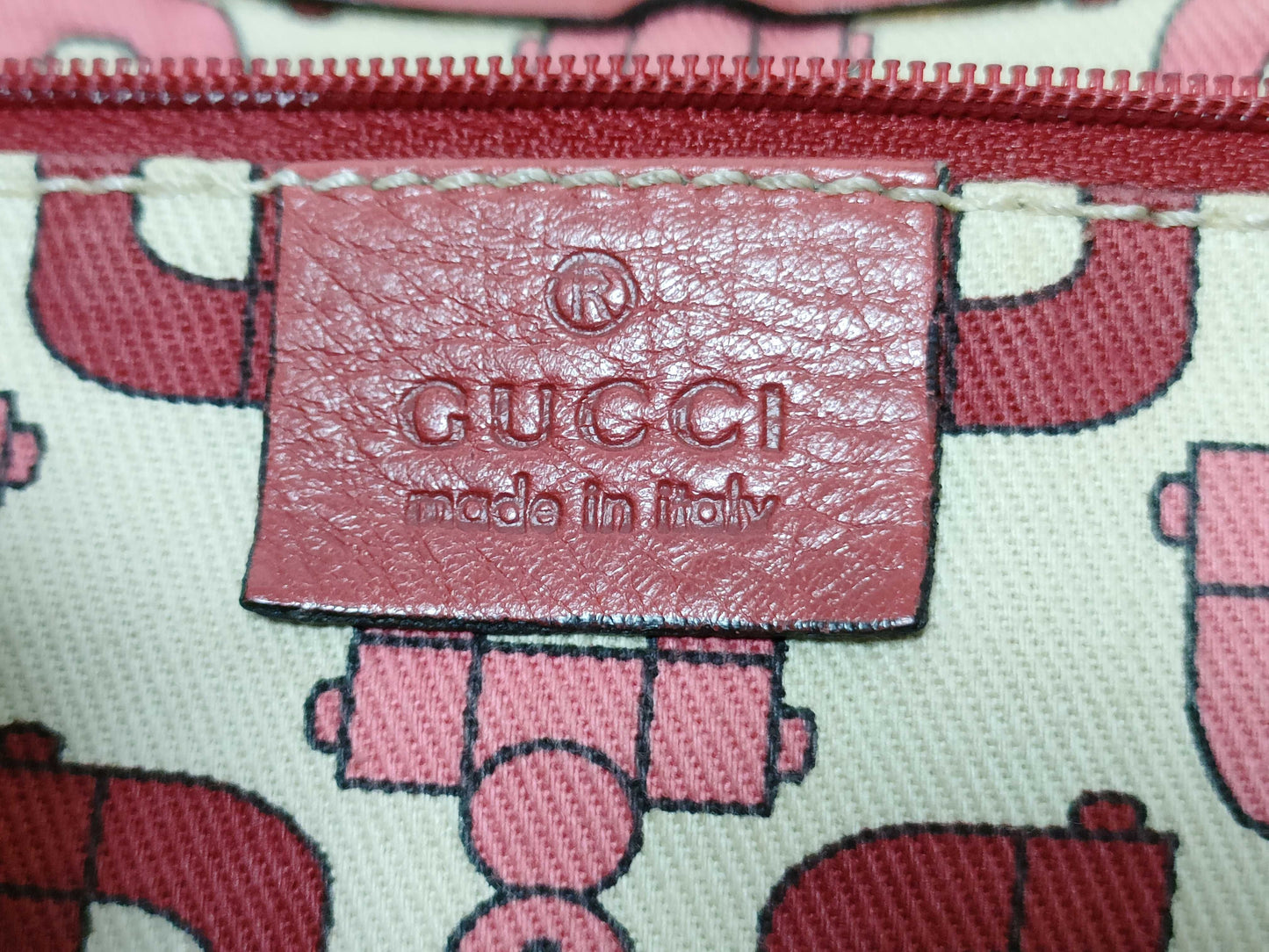GUCCI Guccissima GUCCI GG Supreme Leather Handbag Red Handbag