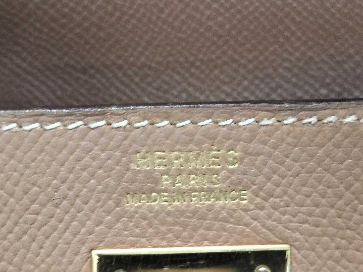 HERMES Kelly 32 Couchvel Natural Gold Hardware Handbag